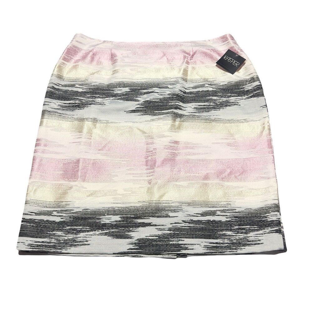 Kasper Pink White Black Print Skirt Women's Size 18 Straight NWT